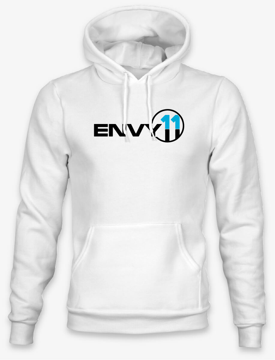 ENVY11 BLACK·BLUE LOGO HOODIE - WHITE