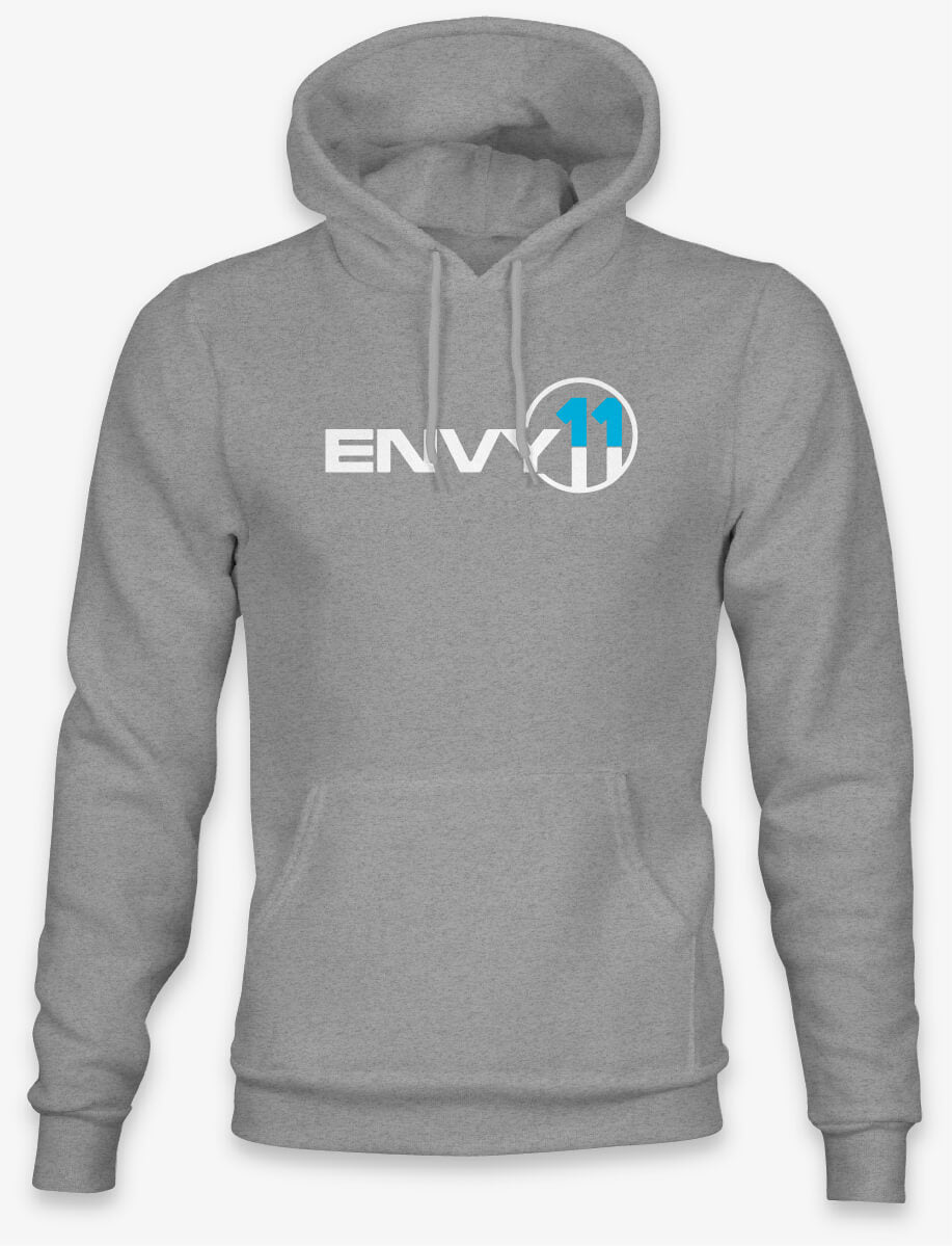 ENVY11 WHITE·BLUE LOGO HOODIE - HEATHER GREY
