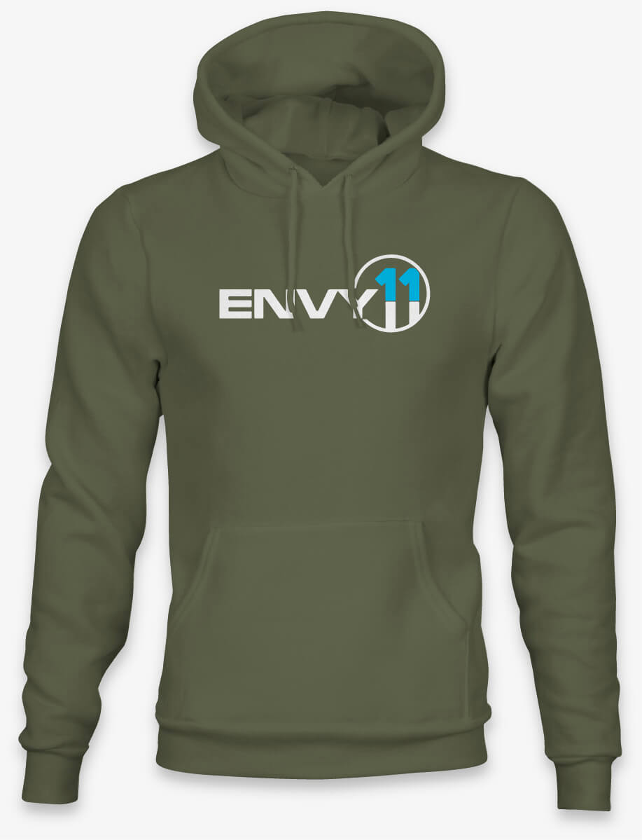ENVY11 WHITE·BLUE LOGO HOODIE - MILITARY GREEN