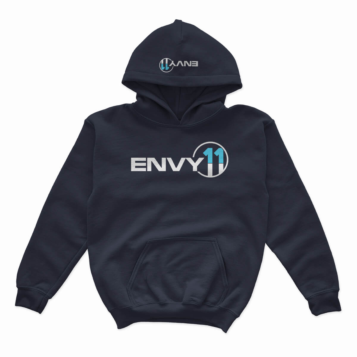 YOUTH ENVY11 WHITE·BLUE LOGO PULLOVER HOODIE - NAVY